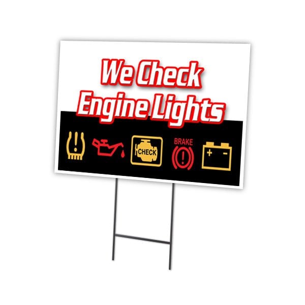 We Check Engine Lights Yard & Stake outdoor plastic coroplast window, C-1824 We Check Engine Lights
